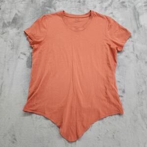 Madewell Top Womens M Orange Rust Knot Front‎ Tee Crew Neck Short Sleeves Cotton